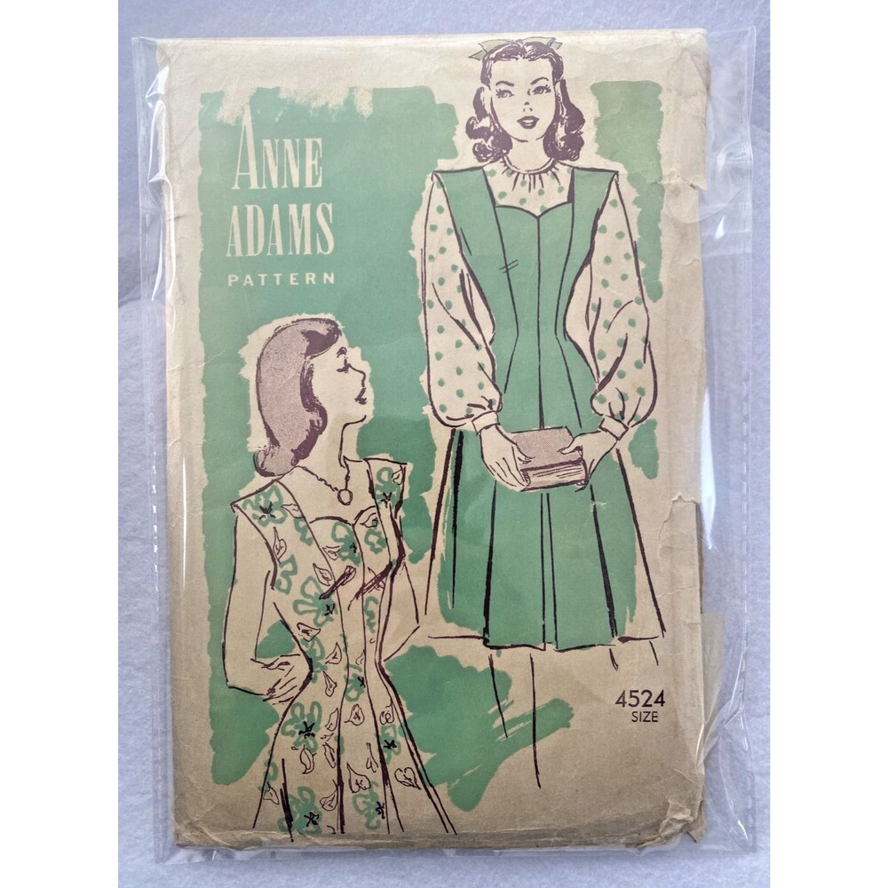 1940s Anne Adams Sewing Pattern #4524 Misses Sweetheart Dress Size: 15 Bust: 33